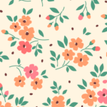 motifs fleuri rose orange