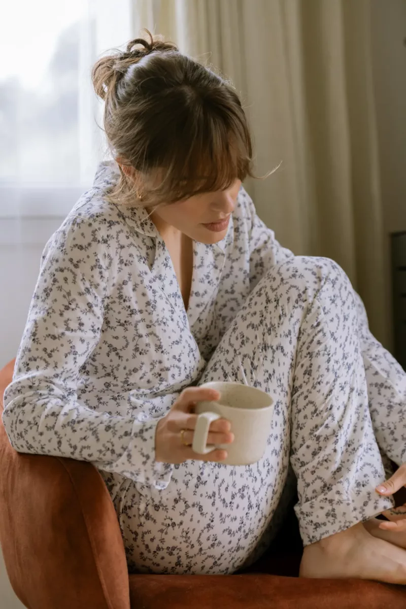 Ensemble femme gaze de coton motifs fleurs