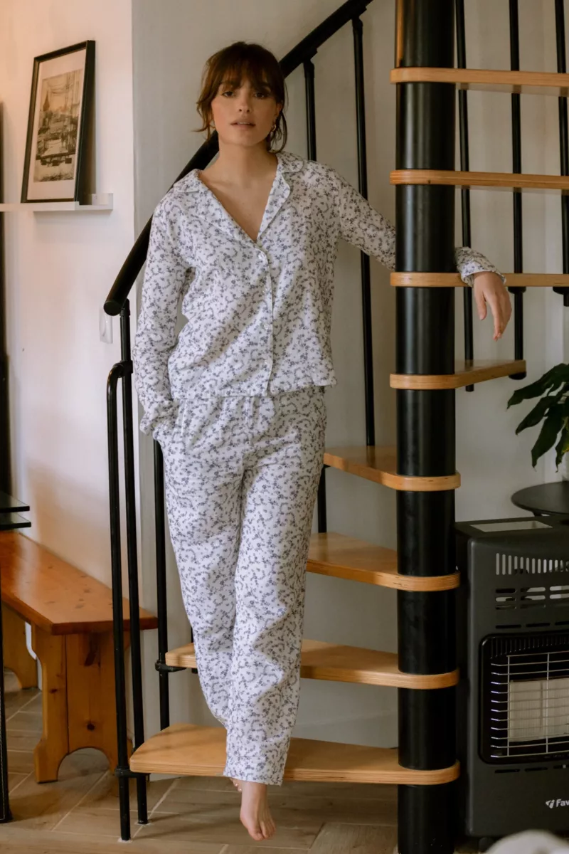 Ensemble femme gaze de coton motifs fleurs